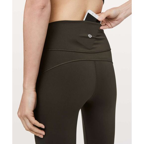 Lululemon In Movement 7/8 Tight Everlux Dark Olive Green Leggings - Picture 3 of 8